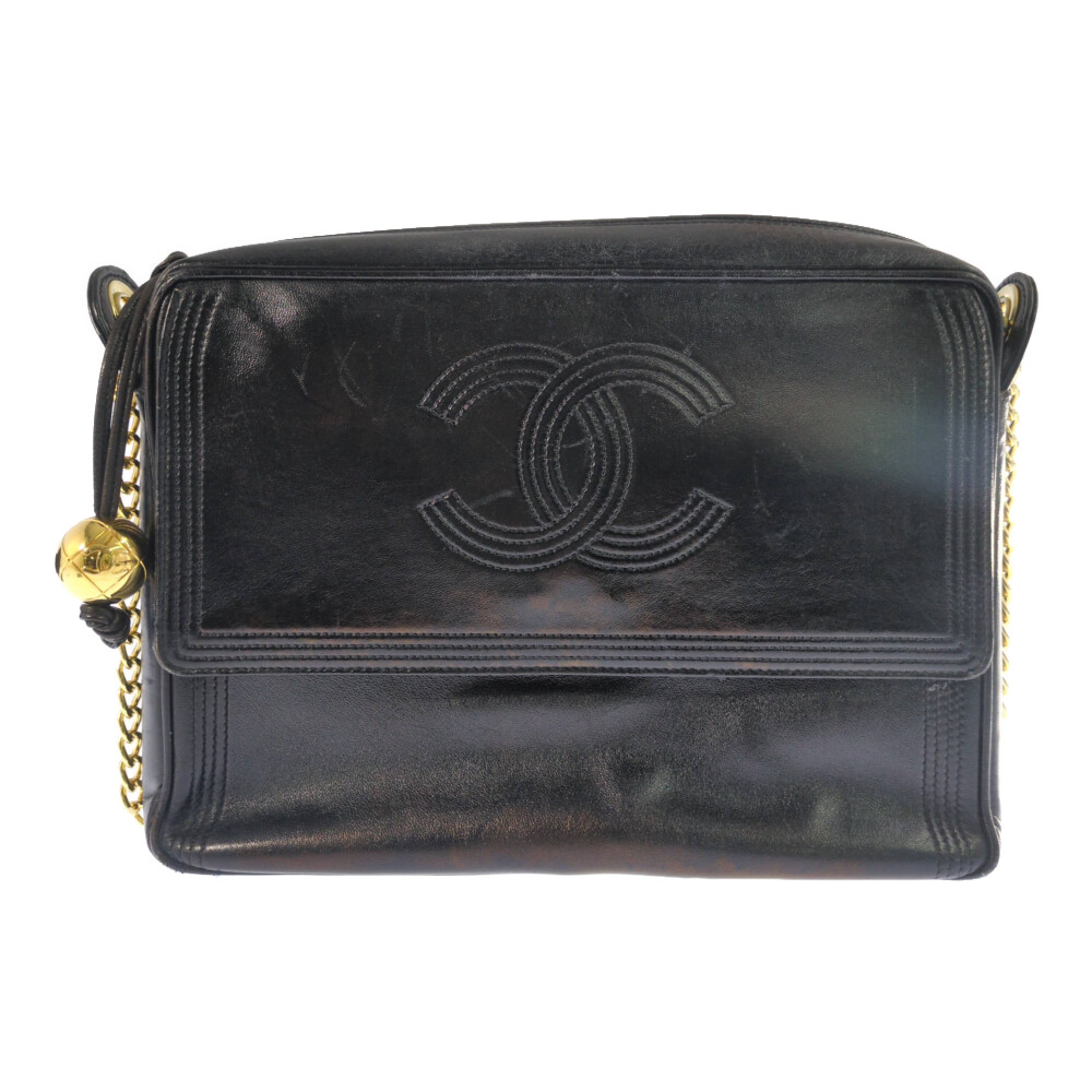 CHANEL シャネル 3番台 1994-96年製 子ヒツジひと肌 トリプル編み目 チェーン店ショルダーバッグ ヴィンテージ 滅多に無いどんぶり鉢引きつける 【オール時期】【B】【メンズ・レディース】/b260422★■612498【中古】