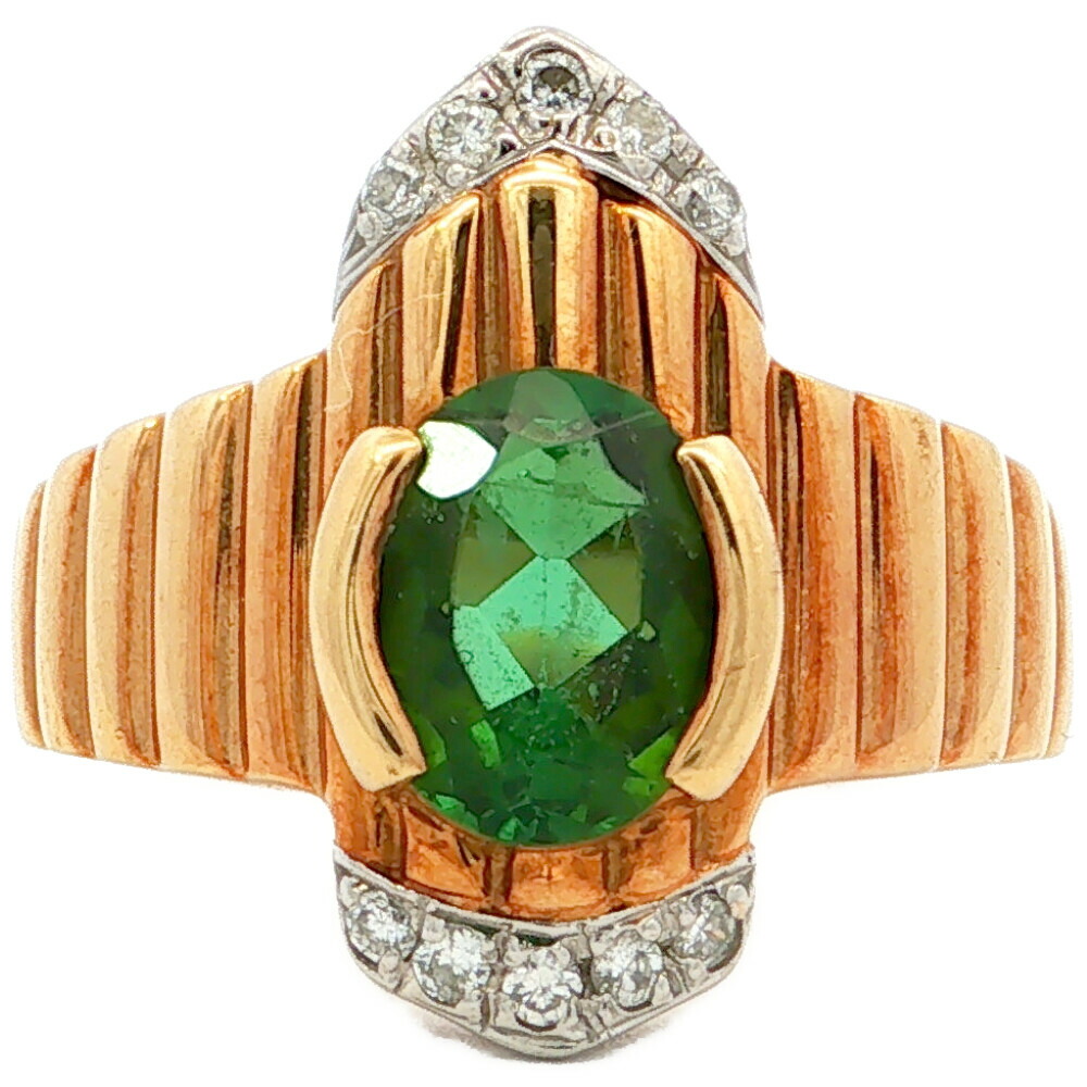1.27コンピュータ断層撮影法 0.09コンピュータ断層撮影法 JewelryMAKI 宝飾品マキ グリーントルマリン 輪っか 指環 K18×Pt850二人組-Kメイン-6.7g 11号 #51 ゴールド【A】【メンズ・レディース】/h260513★■614105【中古】