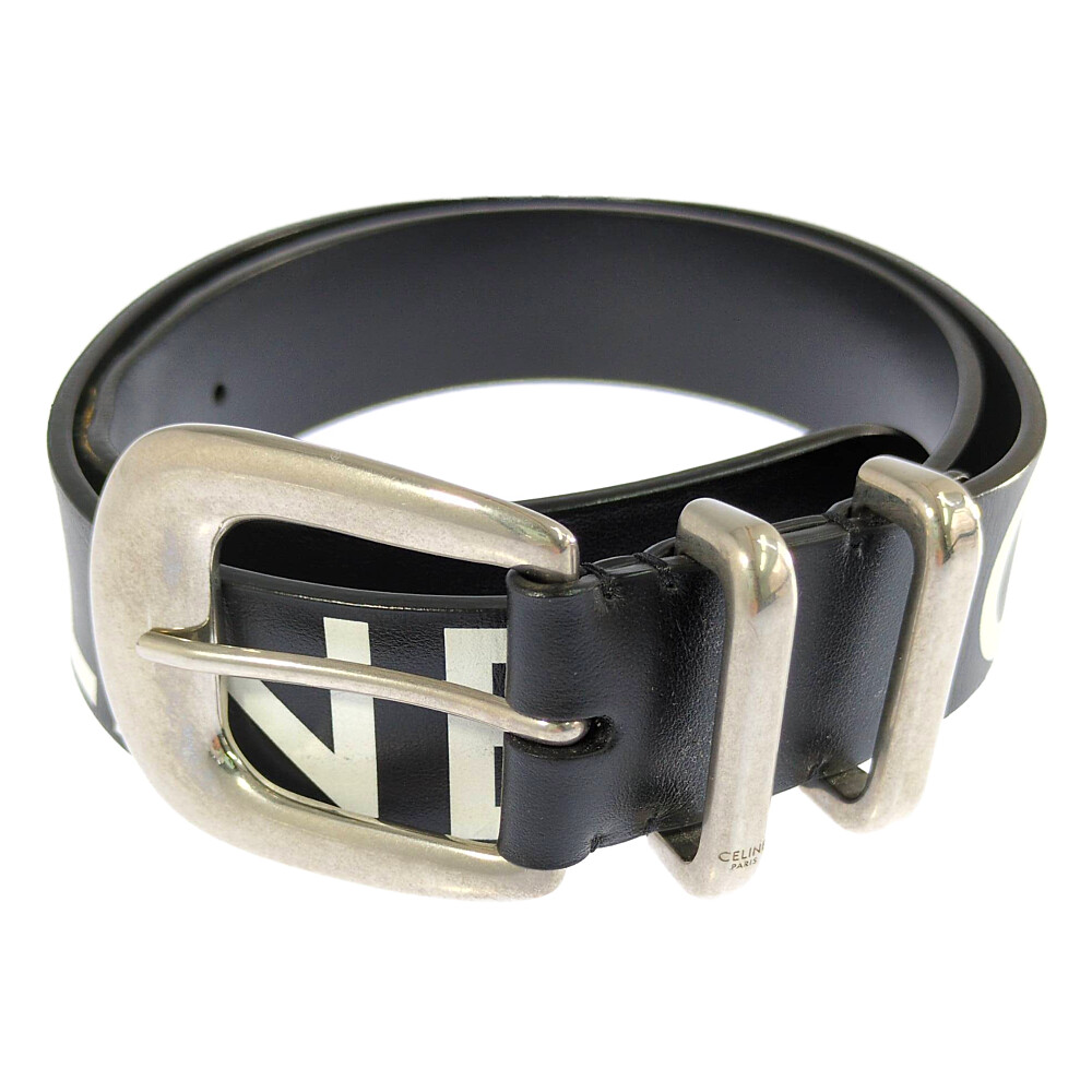 CELINE セリーヌ ロゴタイプ刷り上げる 広広とした胴締め S-NE-0212 黒いこと 【♂】【B】【メンズ】/b260521★■615150【中古】