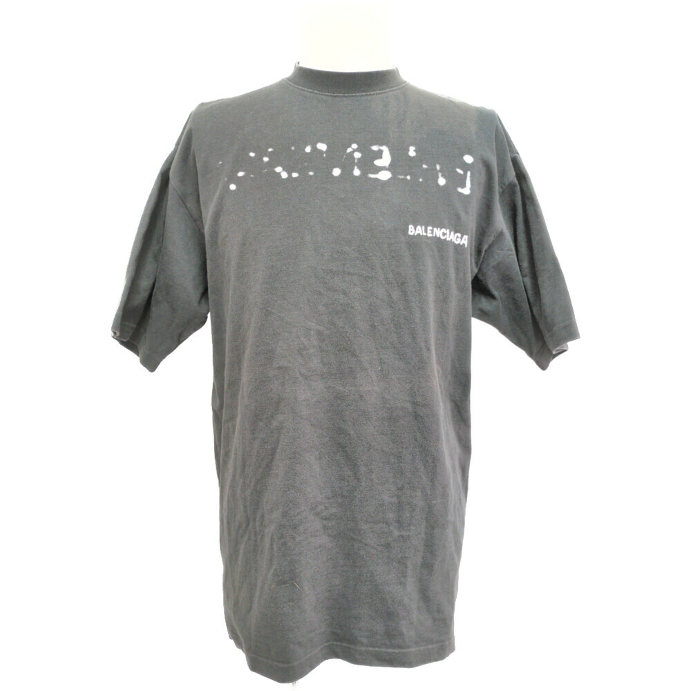 BALENCIAGA バレンシアガ Hand Drawnロゴタイプ Large Fit T-Shirt 半袖 カットソー プルオーバートップス 641675 XXS 黒いこと【オール時節】【B】【メンズ・レディース】/b260603★■616447【中古】