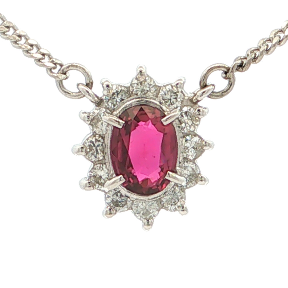 0.54ct 0.2ct シンプルライン ルビー ダイヤモンドネックレス ペンダント 多色性 二色性・三色性 Pt900-Pt850-4.6g プラチナ 【♀】【S】【レディース】/h260608★■615712【中古】|リファスタ
