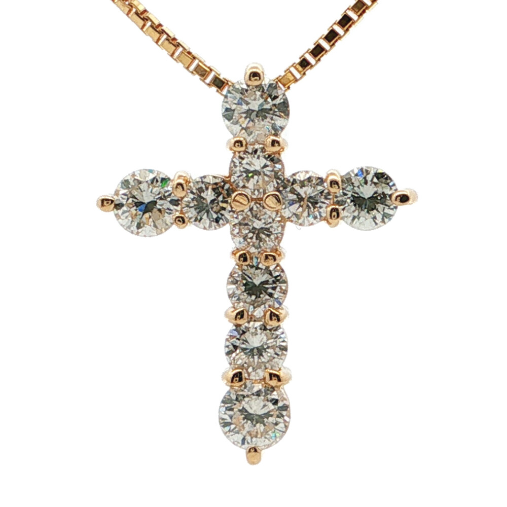 1.02ct クロスモチーフ ダイヤモンドネックレス ペンダント K18YG/750-4.8g イエローゴールド【♀】【S】【レディース】/h260611★■616619【中古】|リファスタ