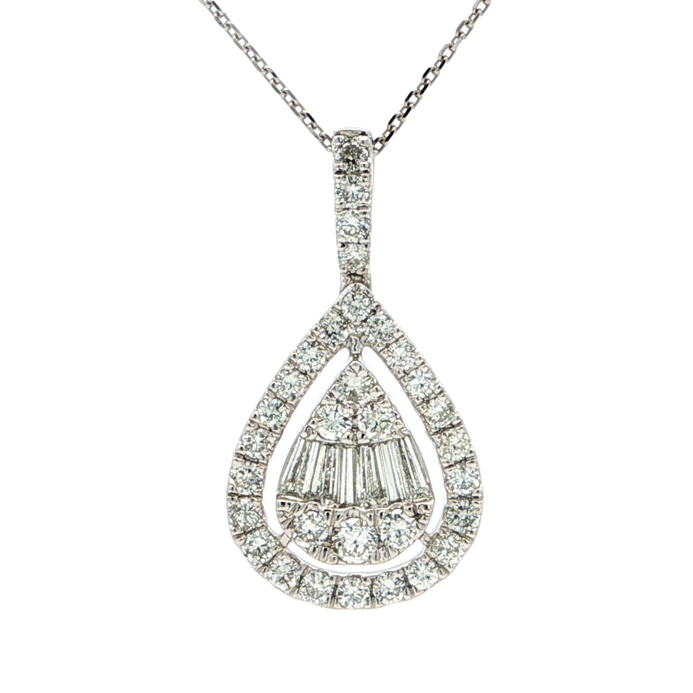 1.00ct ドロップモチーフ ダイヤモンドネックレス ペンダント Pt900-Pt850-4.3g プラチナ【♀】【S】【レディース】/h260618★■616637【中古】|リファスタ