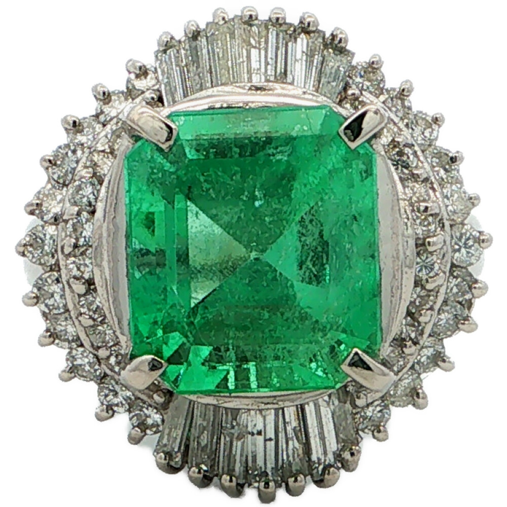 5.1ct 1.11ct コロンビア エメラルド ダイヤモンドリング 指輪 Pt900-11.7g 13.5号 #53.5 プラチナ【♀】【S】【レディース】/h260625★■617896【中古】|リファスタ