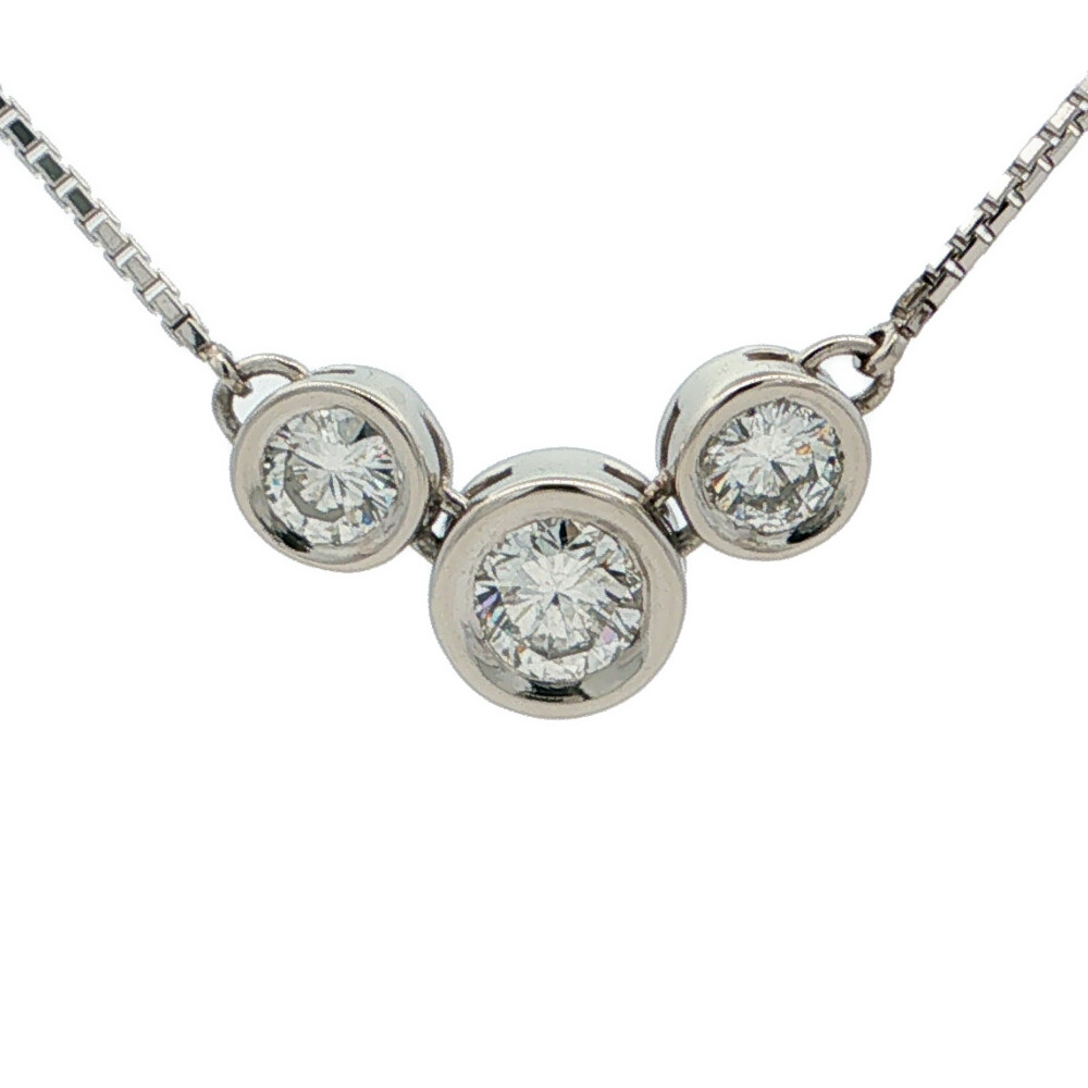 0.339ct 0.36ct シンプルライン 3P ダイヤモンドネックレス ペンダント Pt900-Pt850-5.3g プラチナ 【♀】【N】【レディース】/h260626★■616752【中古】|リファスタ