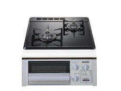 【店卸し資産品即日さし出し】 N2G24KSPSSV-13A 都市屁っ放り用 ビルトインコンロ パウダーコンパクト手合い 2口 45糎 食べ物屋付 黒いこと硝子いの一番 しろがね色人間の顔
