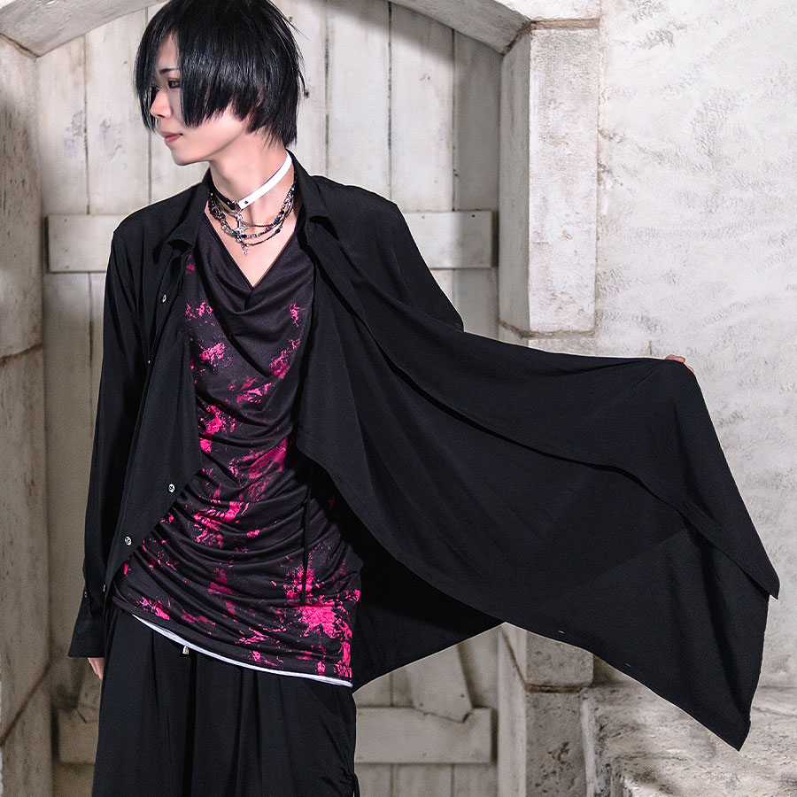 売れ筋 ヴィジュアル系 Civarize シヴァーライズ 3wayレイヤードドレープロングシャツ 全2色 返品対象外商品 あす楽対応 長袖シャツ V系 レディース 服 ファッション モード系 長袖 オーバーサイズ ファッション メンズ ビッグ 服 カジュアルシャツ Wen
