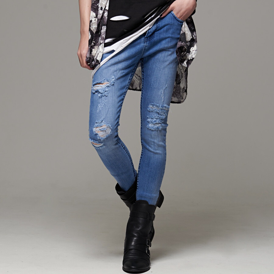 メイルオーダー Cv Selectアンクル丈ダメージデニムパンツ 全4色 デニム ジーンズ ジーパン スキニー タイト クラッシュ ダメージ アンクル ストレッチ 細身 ブランド V系 地雷系 メンヘラ 服 ファッション サブカル系 ユニセックス 病み Www Inteva Ac Cr