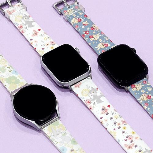 ☆US Disney Parks☆Apple Watchストラップ ミッキー＆フレンズ ディズニーキャラクター ／ Apple Watch 45/44/42mm対応レザー