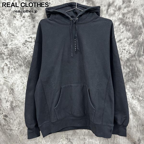 【中古】Supreme/シュプリーム【20AW】Micro Logo Hooded Sweatshirt/マイクロ ロゴタイプ フーディー トレイナー/パーカー/黒いこと/XL パーカー-トップス-メンズファッション