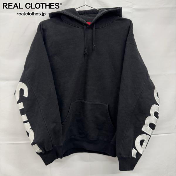 【中古】SUPREME/シュプリーム【22SS】Cropped Panels Hooded Sweatshirt/クロップド ダイアログボックス プルオーバースウェットパーカー/黒いこと/L パーカー-メンズファッション