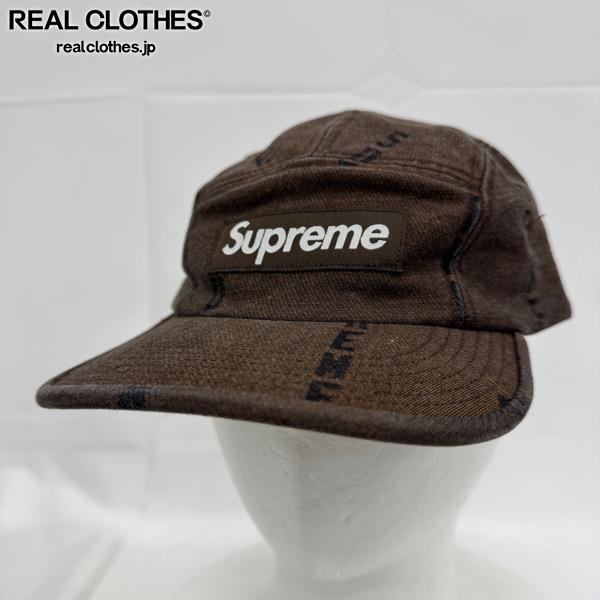【中古】Supreme/シュプリーム【20AW】Logo Stripe Jacquard Denim Camp Cap/ロゴ ストライプ ジャガード デニム キャップ/帽子/ブラウン