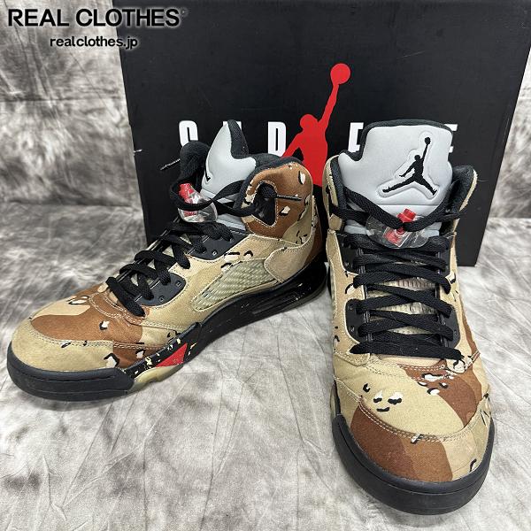 【中古】Supreme×NIKE/シュプリーム×ナイキ AIR JORDAN 5 RETRO/エアジョーダン5 レトロ デザートカモ 824371-201/28.0