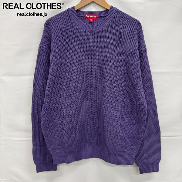 【中古】Supreme/シュプリーム【25SS】Old English Printed Sweater/年寄りのイングリッシュ ロゴタイプ刷り上げる スウェーター/編み物/パープル/XXL