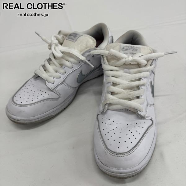 【中古】Supreme×NIKE/シュプリーム×ナイキ SB Dunk Low White/Metallic Silver/ダンクロー HQ8487-100/27.5