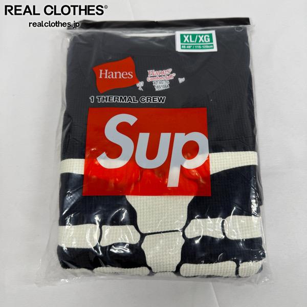 【中古】【未当て嵌める】Supreme/シュプリーム【21AW】Hanes Bones Thermal Crew/ボーンズ サーマル 労働者の一団/黒いこと/XL