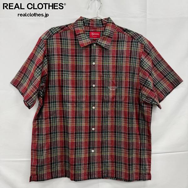 【中古】Supreme/シュプリーム【22SS】Metallic Plaid S/S Shirt/読み合わせる 半袖 プルオーバー/赤いこと/L
