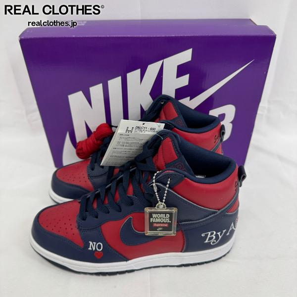 【中古】【未当て嵌める】Supreme×NIKE/シュプリーム×ナイキ SB DUNK HIGH By Any Means/ダンク ご機嫌/赤いこと/米国海軍 DN3741-600/25.0