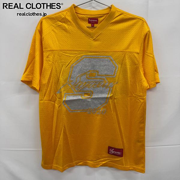 【中古】【未当て嵌める】Supreme/シュプリーム【20SS】Glitter Football Top/グリッター 蹴球 カットソー/半袖/黄色/M