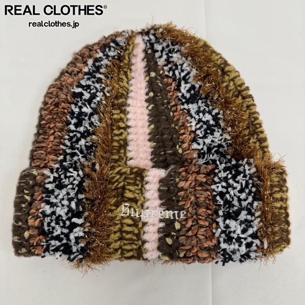 【中古】Supreme/シュプリーム【25AW】Tinsel Stripe Beanie/ティンセル 縞模様 ビーニー/編み物帽/赤銅色