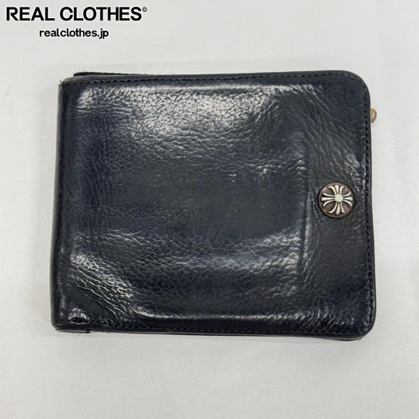 【中古】CHROMEHEARTS/クロムハーツ 1SNAP 1隙間 クロスボール なめし革 二つ折り金入れ