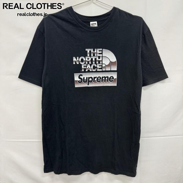 【中古】Supreme×THE NORTH FACE/シュプリーム×北の方人間の顔【18SS】Metallic Logo T-Shirt/メタリック ロゴタイプ 半袖ティーシャツ/黒いこと/M