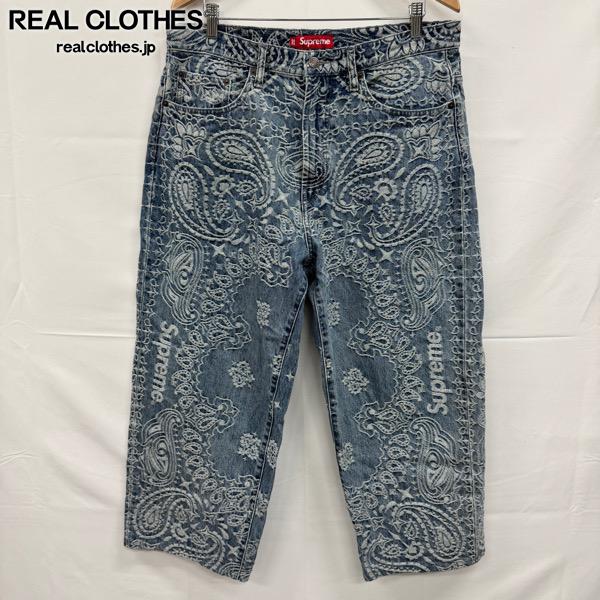 【中古】Supreme/シュプリーム【25SS】Bandana Jacquard Baggy Jean/バンダナ ジャかばい立て 乳母車 デニム/青碧/32