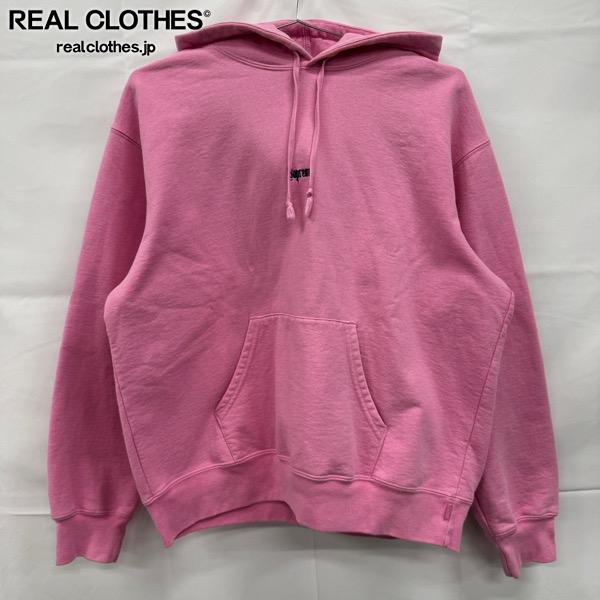 【中古】Supreme/シュプリーム【24AW】Micro Logo Hooded Sweatshirt /マイクロ ロゴ プルオーバーフーディー パーカー/ピンク/M