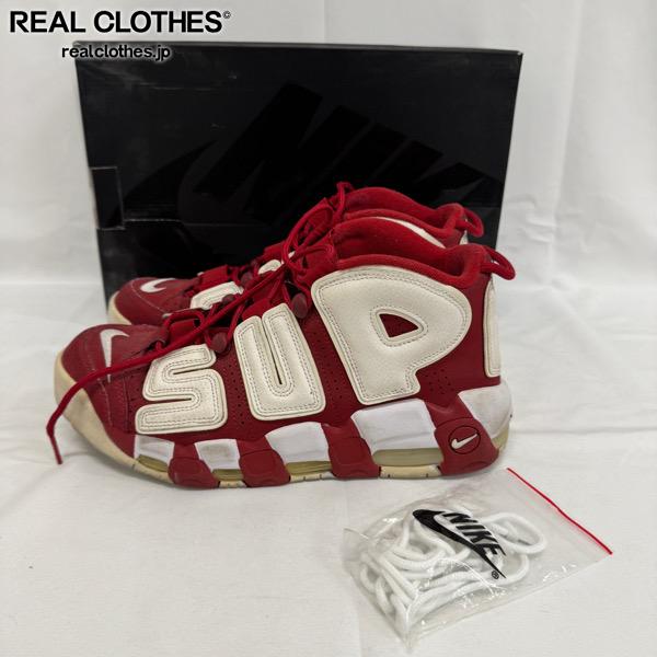 【中古】Supreme×NIKE/シュプリーム×ナイキ AIR MORE UPTEMPO/エア モア アップ テンポ レッド 902290-600/28.0