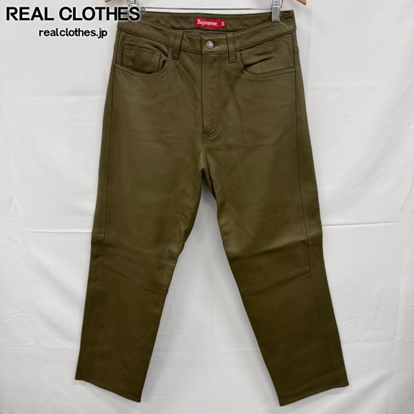 【中古】Supreme/シュプリーム【21AW】 Leather 5-Pocket Jean/レザー 5ポケット パンツ/オリーブ/30｜リアルクローズ店