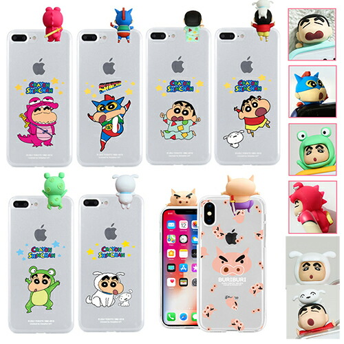JN クレヨンしんちゃん フィギュア iPhone Galaxy 透明ゼリー ケース カバー スマホケース Crayon Shinchan Figure Clear Jelly画像