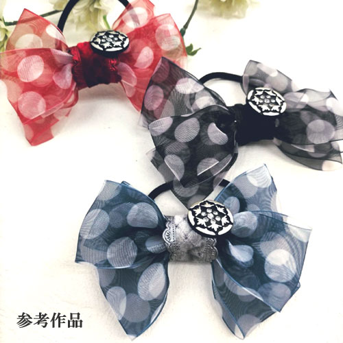 オーガンジーリボン 水玉大 [１m計り売り] (水玉 38ｍｍ 全３色） 裁縫 ...