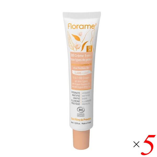 【マラソン限定！ポイント2倍！】フローラム 5in1スキンケアBBクリーム 40ml 5本セット Florame 自然な仕上がり オーガニック認証 保湿ケア SPF含有 ベースメイク