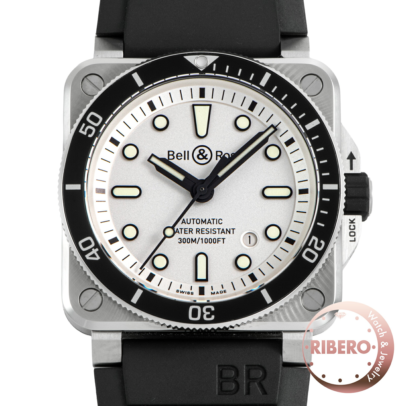 Bell＆Ross ベル＆ロス BR03-92 ダイバー ホワイト BR0392-D-WH-ST/SRB 保証書2025年【中古】