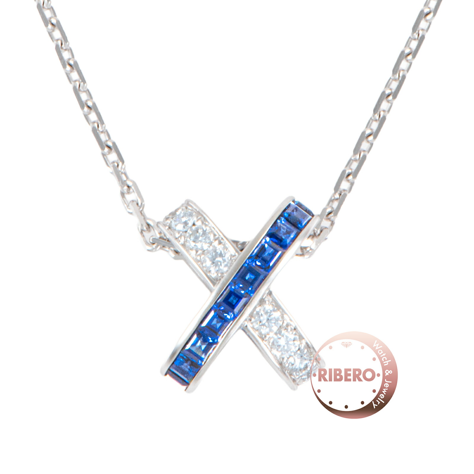 Chaumet ショーメ リアン コレクション ジュ ドゥ リアン ペンダント 085257 ネックレス K18WG ダイヤモンド サファイア シルバー ブルー【中古】