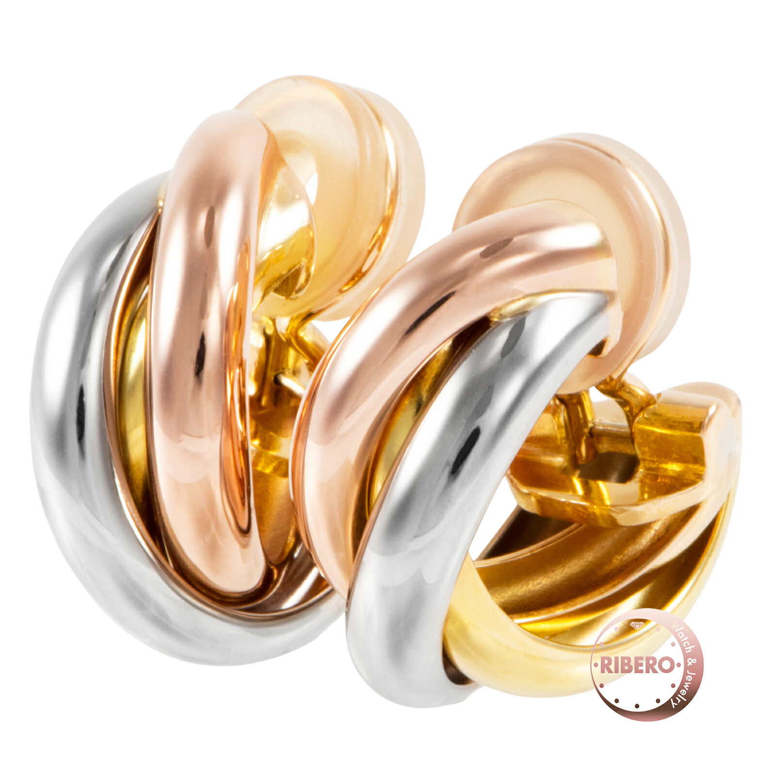 CARTIER カルティエ トリニティ イヤリング クラシックモデル スリーカラーゴールド K18YG K18WG K18PG ゴールド ホワイト【中古】
