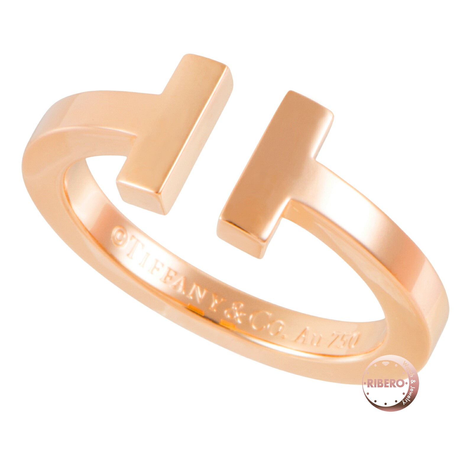 TIFFANY&Co. ティファニー ティファニーT スクエア リング 指輪 14.5号 K18RG ピンク ゴールド【中古】
