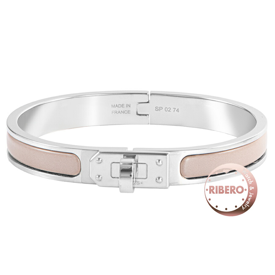 HERMES エルメス エナメル ブレスレット ミニ クリック ケリー ブレスレット メタル エナメル ベージュ シルバー【中古】