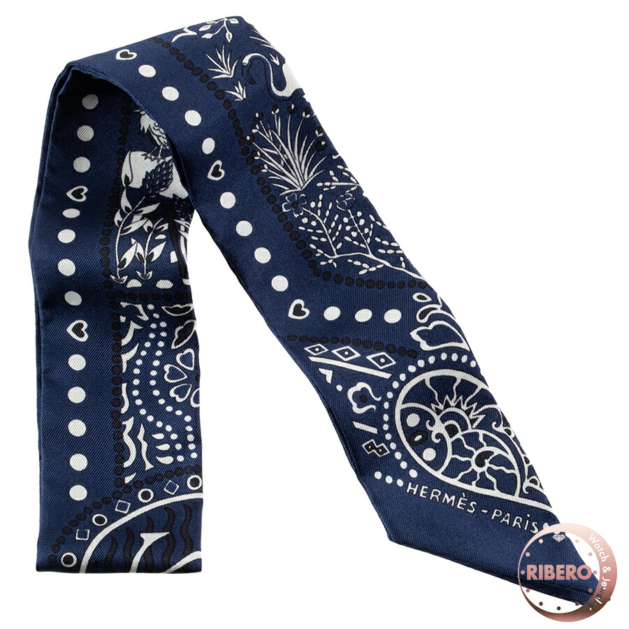 エルメス ツイリー Entre Ciel et mer Bandana バンダナ HERMES - 美品 エルメス ツイリー Entre Ciel et mer Bandana 空と海の