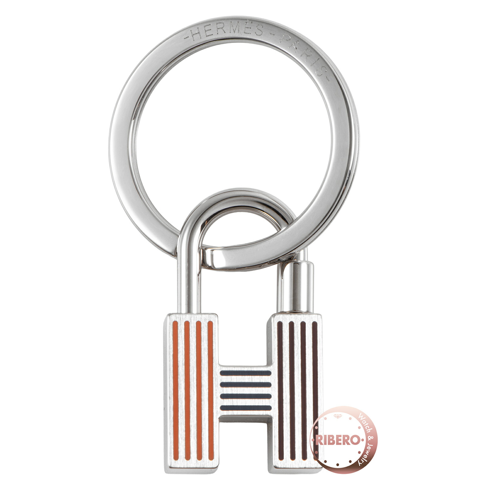 HERMES エルメス Cadenas Quizz Rainbow カデナ クイズ レインボー キーリング キーホルダー メタル シルバー マルチカラー【中古】