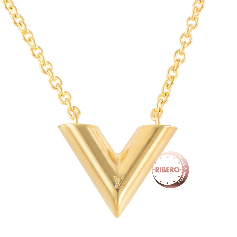LOUIS VUITTON ルイ・ヴィトン エセンシャルV ネックレス M00857 ペンダント メタル ゴールド【中古】|RIBERO店