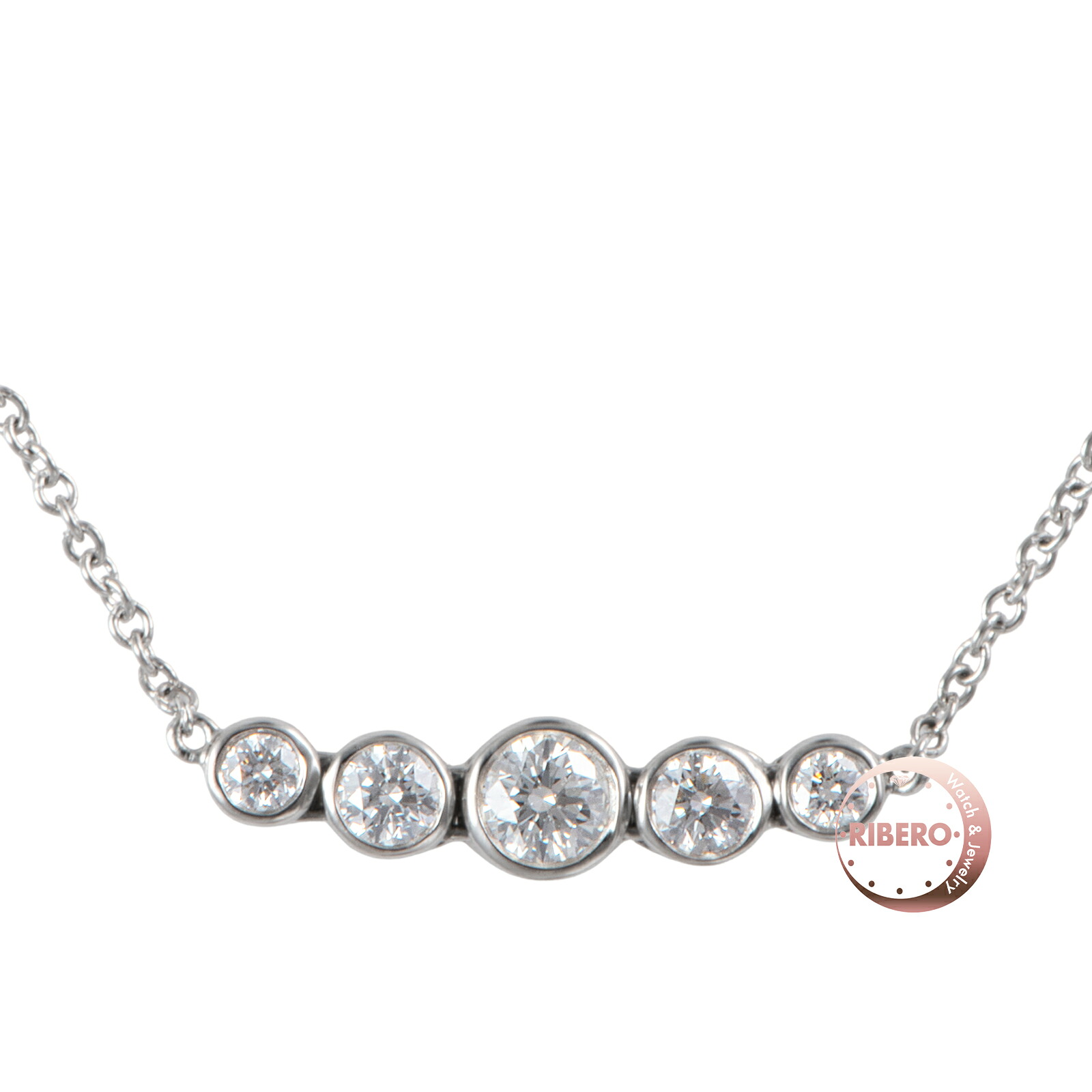 TIFFANY&Co. ティファニー ジャズ グラジュエイテッド ネックレス ペンダント Pt950 ダイヤモンド シルバー【中古】｜RIBERO店