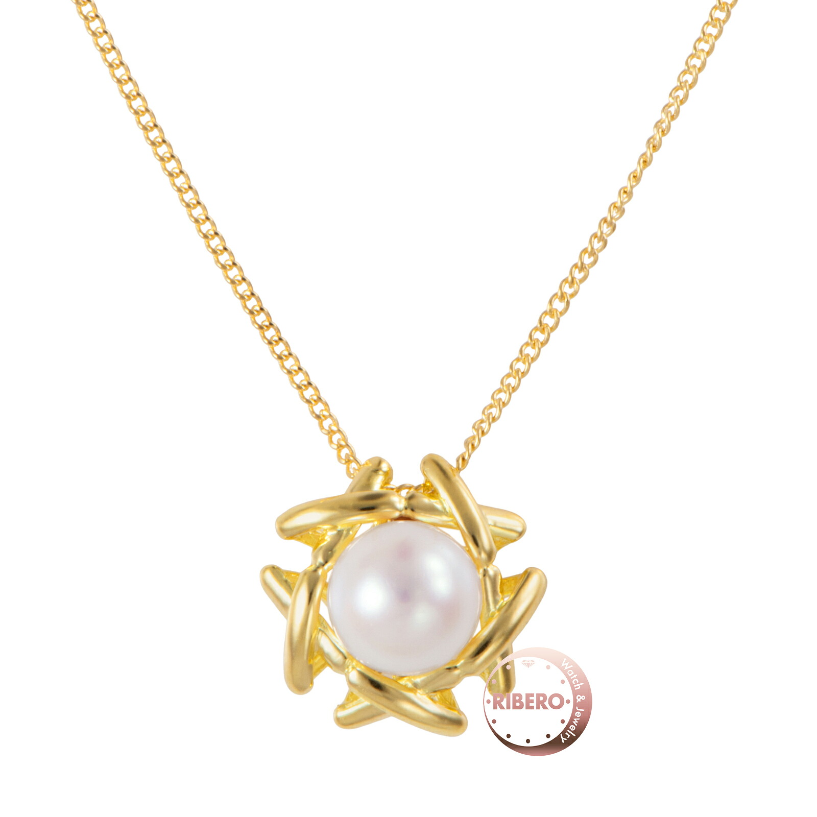 TIFFANY&Co. ティファニー キス アラウンド ネックレス ペンダント K18YG パール ゴールド ホワイト【中古】｜RIBERO店