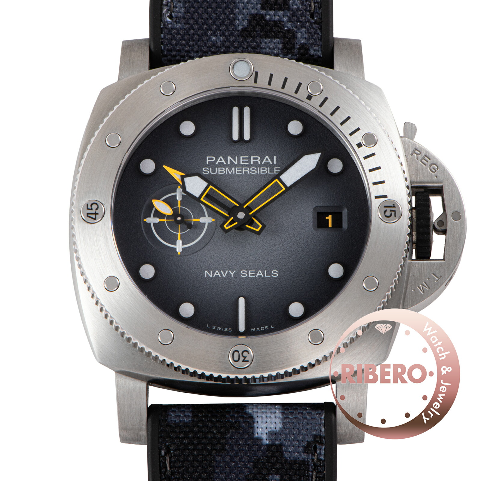 OFFICINE PANERAI オフィチーネパネライ サブマーシブル ネイビーシールズ GMT PAM01323 ブティック限定モデル ステンレススチール【中古】｜RIBERO店