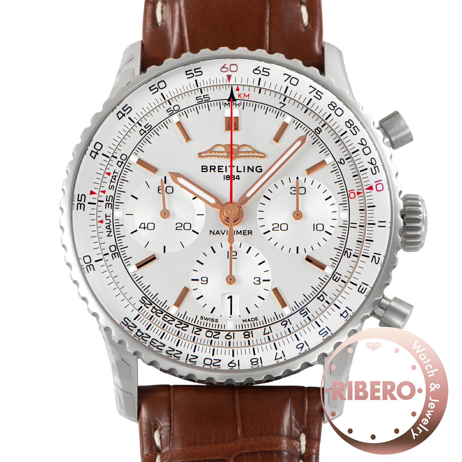 【未当て嵌める】BREITLING ブライトリング ナビタイマー B01 クロノグラフ 41 AB0139211G1P1(AB0139) 御墨付き2026年 ステンレス鋼スチール写真【中古】