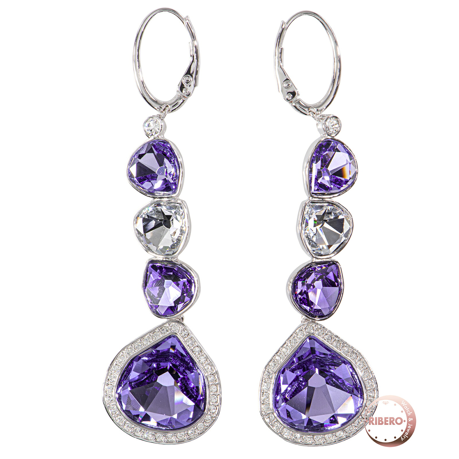 SWAROVSKI スワロフスキー Tatiana タチアナ ピアス クリスタル メタル パープル クリア【中古】|RIBERO店