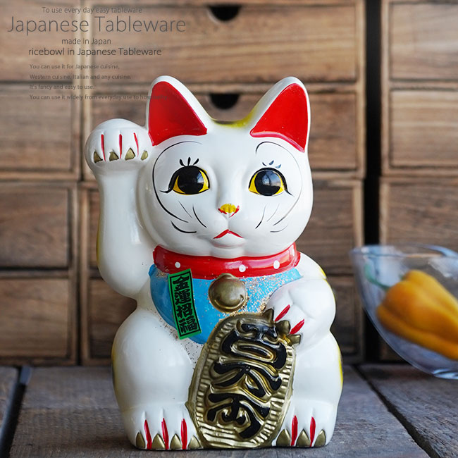 楽天市場】白小判猫6号右手 金運招き猫 縁起 風水 福 開店祝い