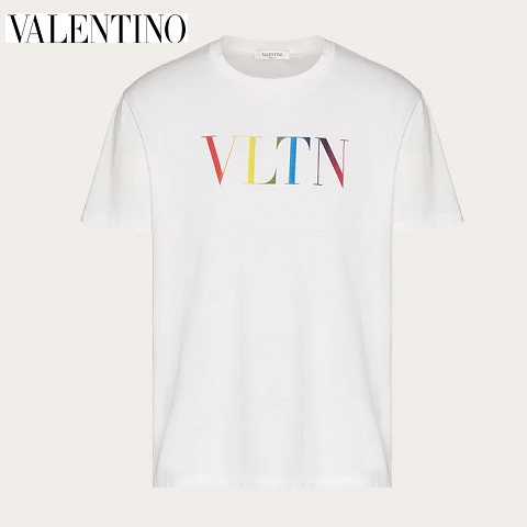 カーキ×インディゴ 正規 20SS VALENTINO VLTN ヴァレンティノ ロゴ T