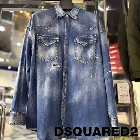 楽天市場】DSQUARED2(ディースクエアード)スタッズデニムシャツ