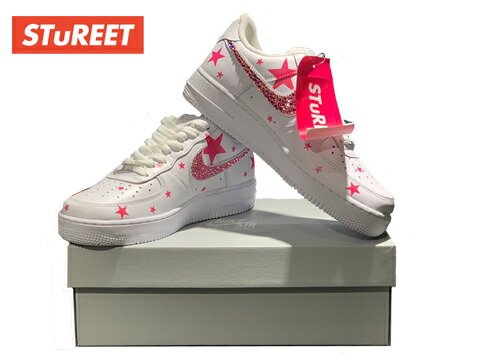 楽天市場 Stureet スチュリート カスタムブランドスニーカー メンズ 白 ホワイト Nike ナイキ Air Force 1 Low ピンク スター 星 スワロフスキー メンズ レディース ユニセックス ローカット レースアップ 正規取扱店 Richwebshop